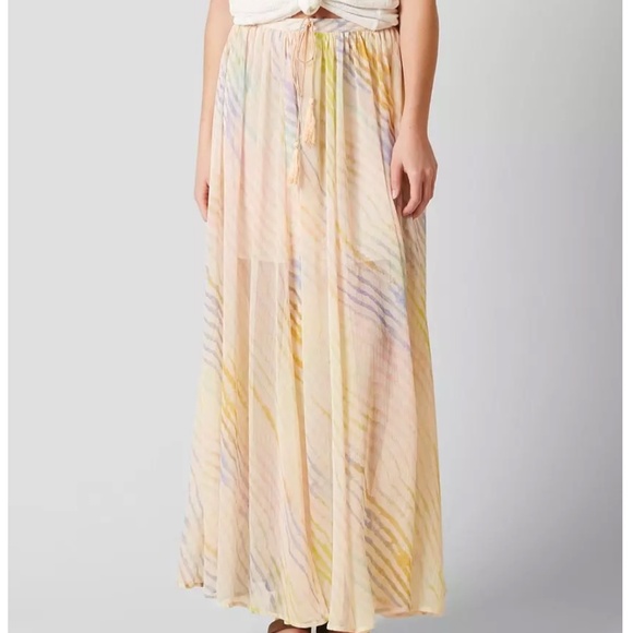 Free People True To You Maxi Skirt Sheer Striped High Waist L - Picture 14 of 15